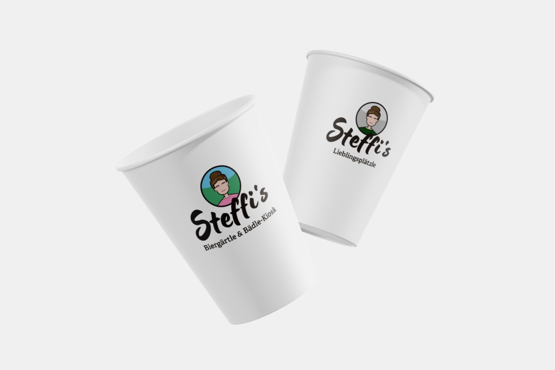 Becher bedruckt mit Steffi’s Logo